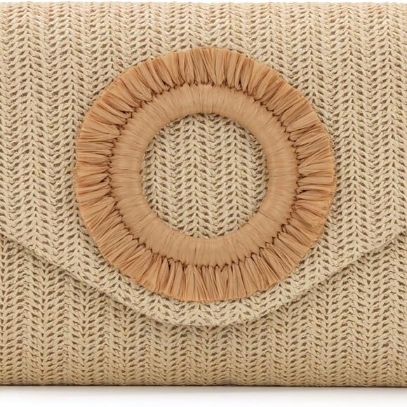 Handbags - Straw Clutch Purse Women's Woven Beach Bag Summer Vacation Travel